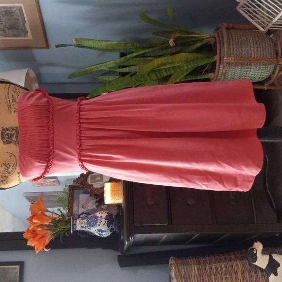 BCBG Dark Pink Watermelon Sateen Pleated Strapless Cocktail Dress NWT - Picture 9 of 14